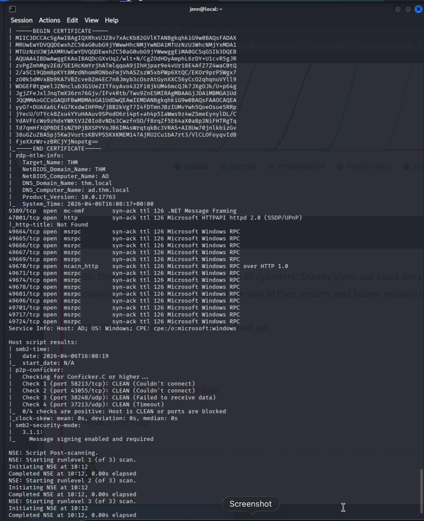 RDP on 3389 and WinRM on 47001 confirmed